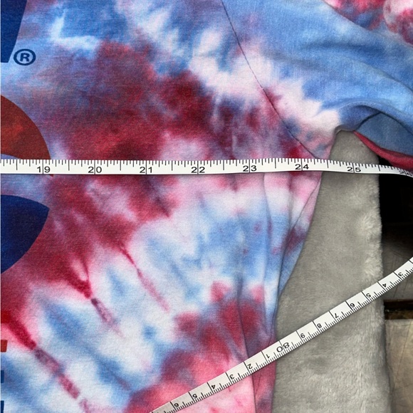 SOLD! PEPSI tie dye long sleeve Tshirt upcycled OOAK red white blue unisex extra - Picture 8 of 8